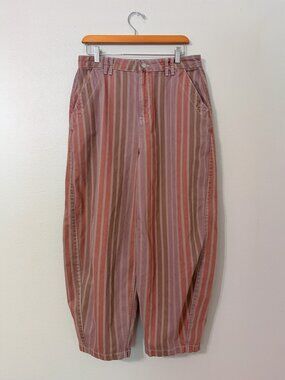 ASOS DESIGN Laundered Barrel Leg Pants in Striped Print